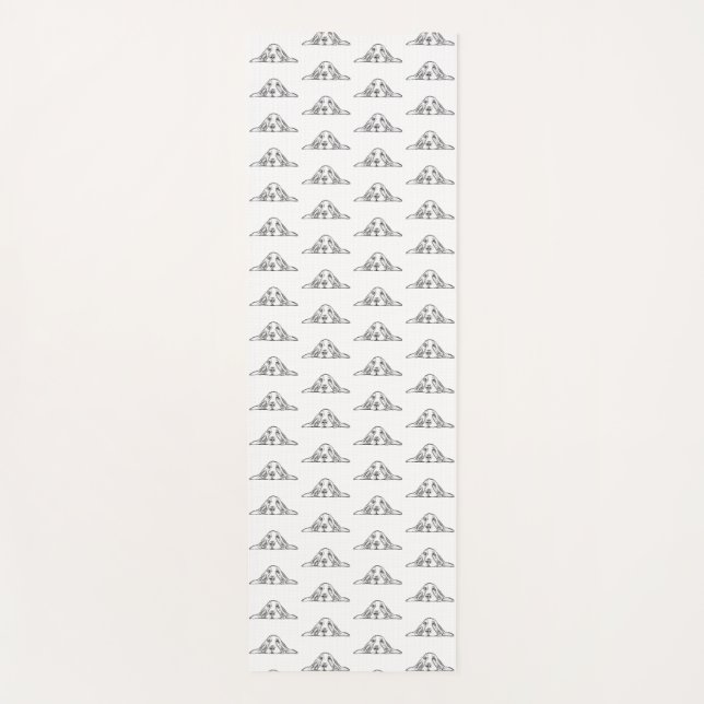 basset hound black white simple puppy dog eyes  yoga mat (Front)