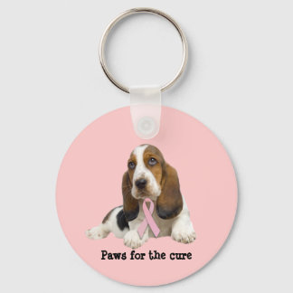 Basset Hound Breast Cancer Keychain