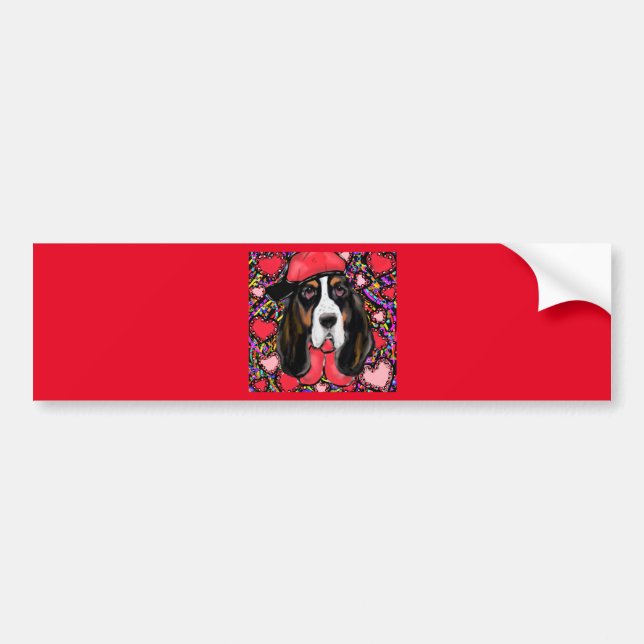 Basset Hound Bumper Sticker (Front)