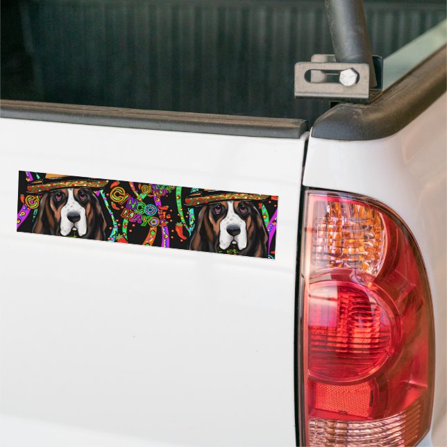 BASSET HOUND BUMPER STICKER (On Truck)