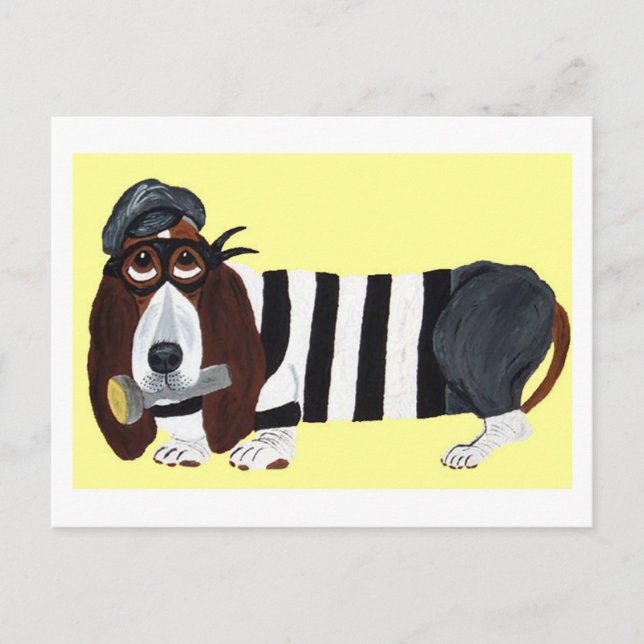 Basset Hound Burglar Postcard (Front)