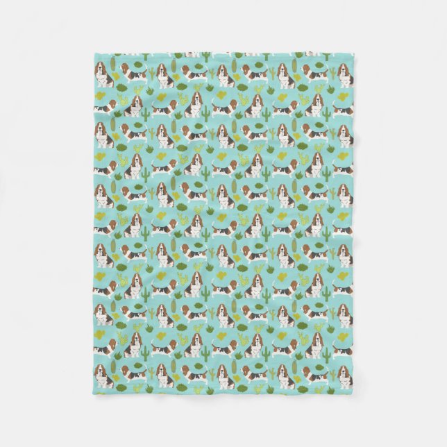 Basset Hound Cactus Blanket - dog gifts (Front)