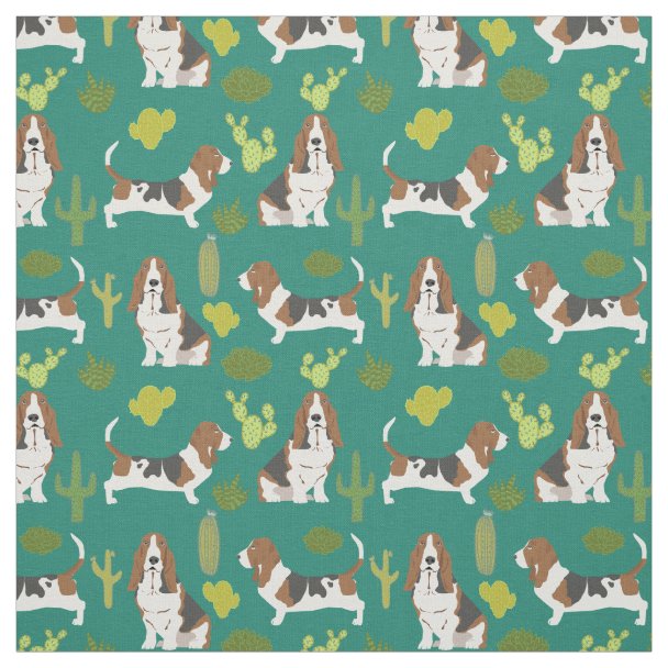 Basset hound cactus fabric dog fabric for quilt Zazzle