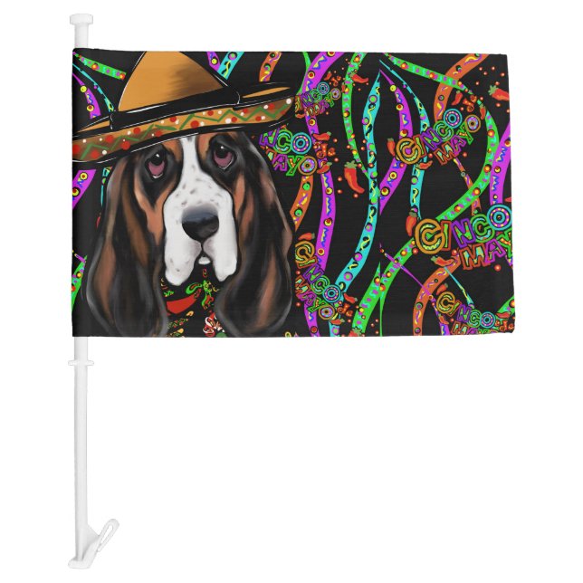BASSET HOUND CAR FLAG (Front)
