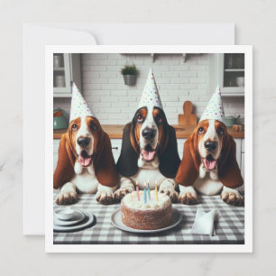 Basset Hound card, Basset Hound birthday Invitation