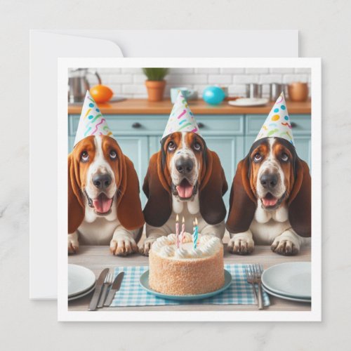 Basset Hound card Basset Hound birthday  Invitation