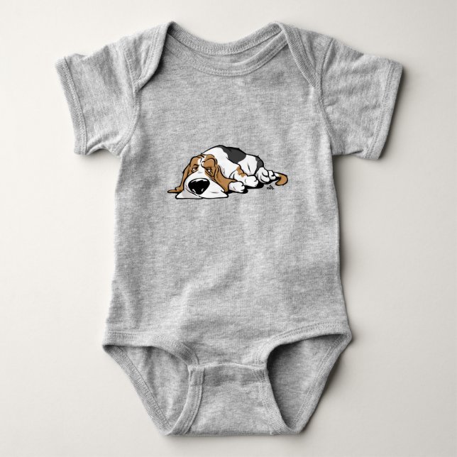 Basset Hound cartoon dog Baby Bodysuit (Front)