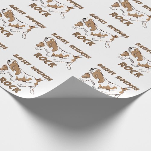 Basset hound cartoon wrapping paper