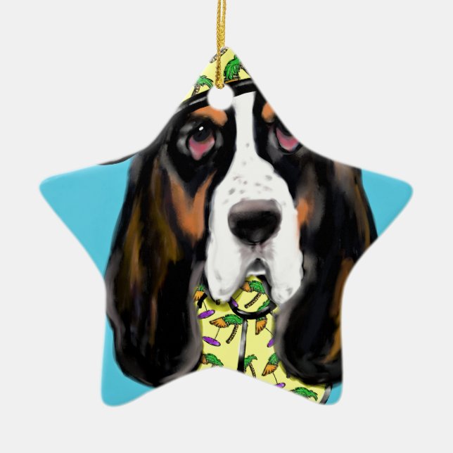Basset Hound Ceramic Ornament (Front)