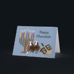Basset Hound Chanukah Card Menorah Dreidel<br><div class="desc">Remembering family and friends during the Chanukah season is a wonderful way to keep in touch with the people you love and care about. I created these dog Chanukah cards with love and care and I am sure anyone who loves dogs will be delighted to receive them. You do have...</div>