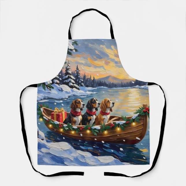 Basset Hound Christmas Boat Holiday Apron (Front)