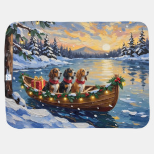 Basset Hound Christmas Boat Holiday Baby Blanket