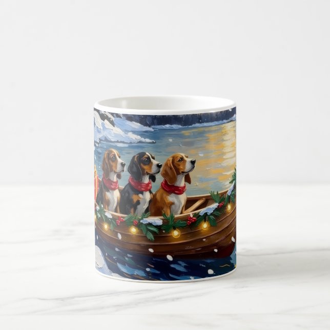 Basset Hound Christmas Boat Holiday Coffee Mug (Center)