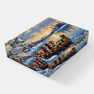 Basset Hound Christmas Boat Holiday Paperweight