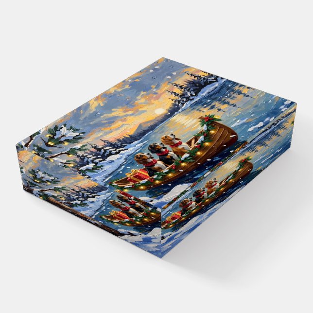 Basset Hound Christmas Boat Holiday Paperweight (Angled)