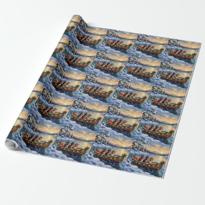 Basset Hound Christmas Boat Holiday Wrapping Paper