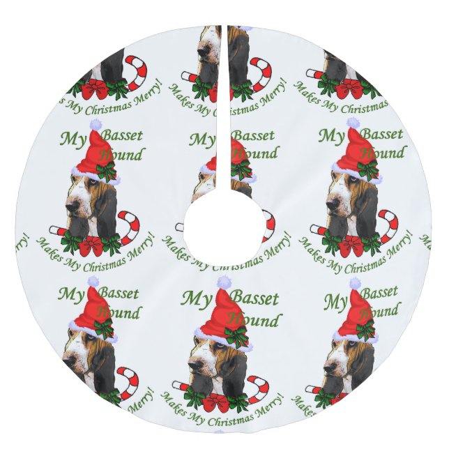 Basset Hound Christmas Brushed Polyester Tree Skirt (Front)