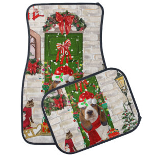 Basset Hound Christmas Car Floor Mat