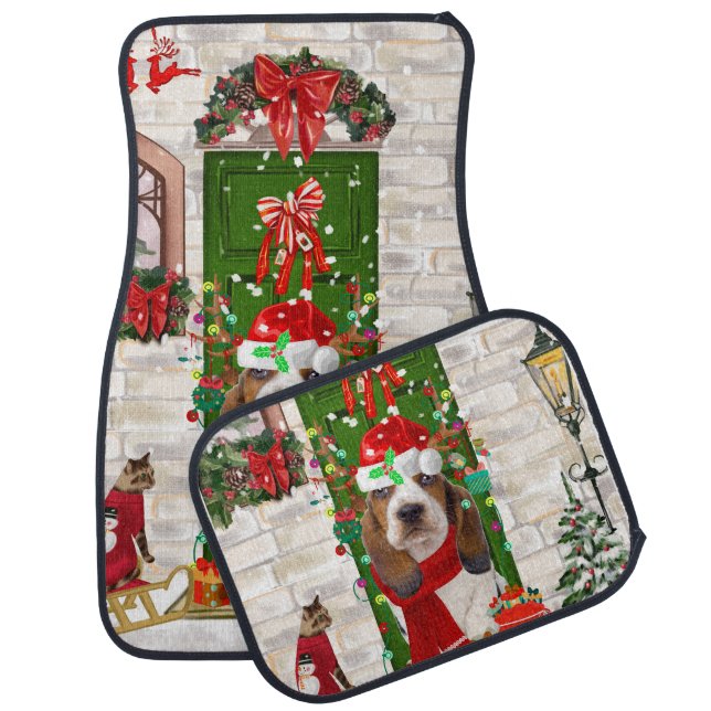 Basset Hound Christmas   Car Floor Mat (Set)