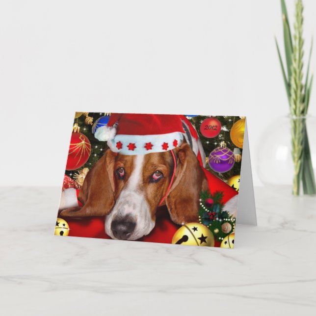 Basset Hound Christmas Card (Front)