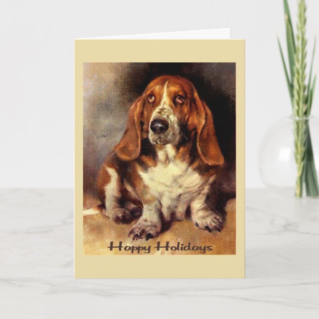 Basset Hound Christmas Card (Front)
