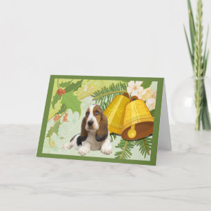 Basset Hound Christmas Card Bells