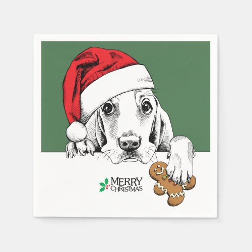 Basset Hound Christmas Cookie Napkins