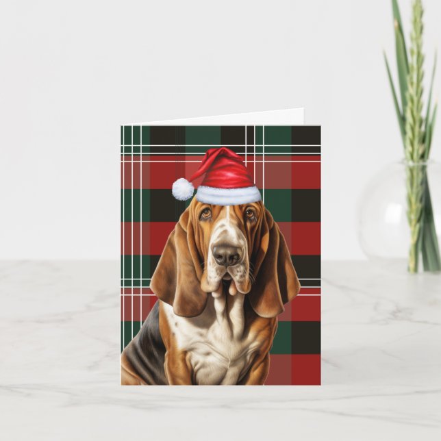 Basset Hound Christmas Dog Holiday Plaid Christmas (Front)