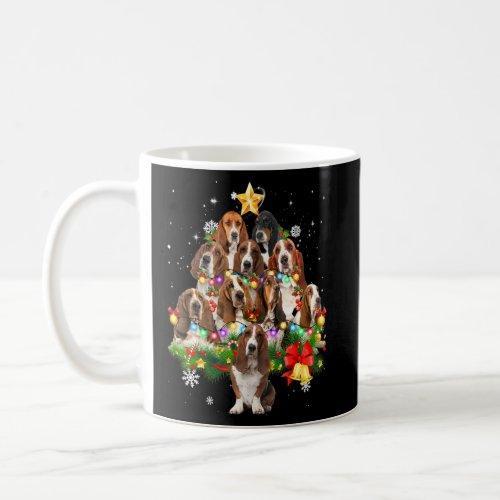 Basset Hound Christmas Dog Tree Lights Pajamas Fam Coffee Mug