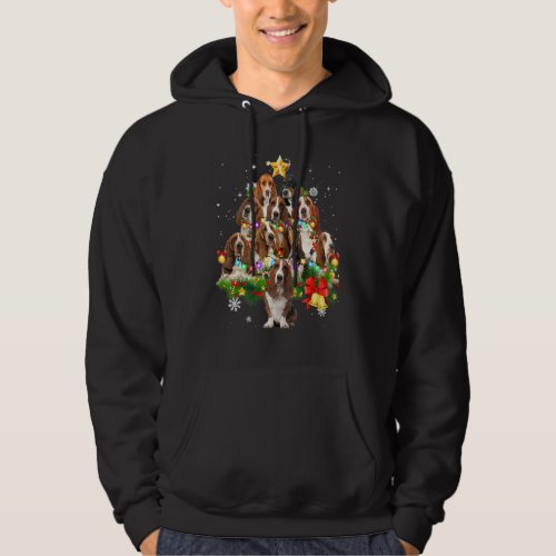 Basset Hound Christmas Dog Tree Lights Pajamas Fam Hoodie