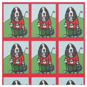 BASSET HOUND CHRISTMAS FABRIC