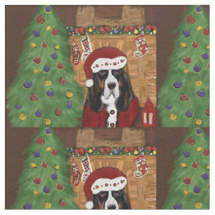 Basset Hound Christmas Fabric