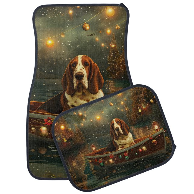 Basset Hound Christmas Festive Voyage Car Floor Mat (Set)