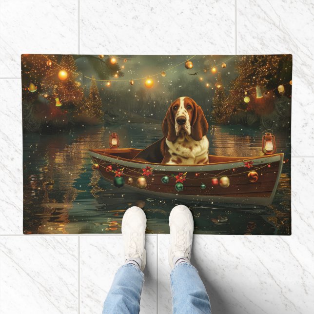 Basset Hound Christmas Festive Voyage Doormat (Indoor)