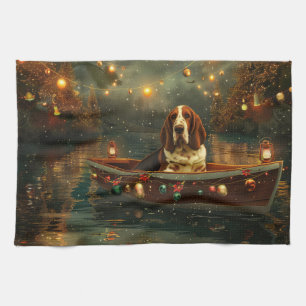 Basset Hound Christmas Festive Voyage Kitchen Towel