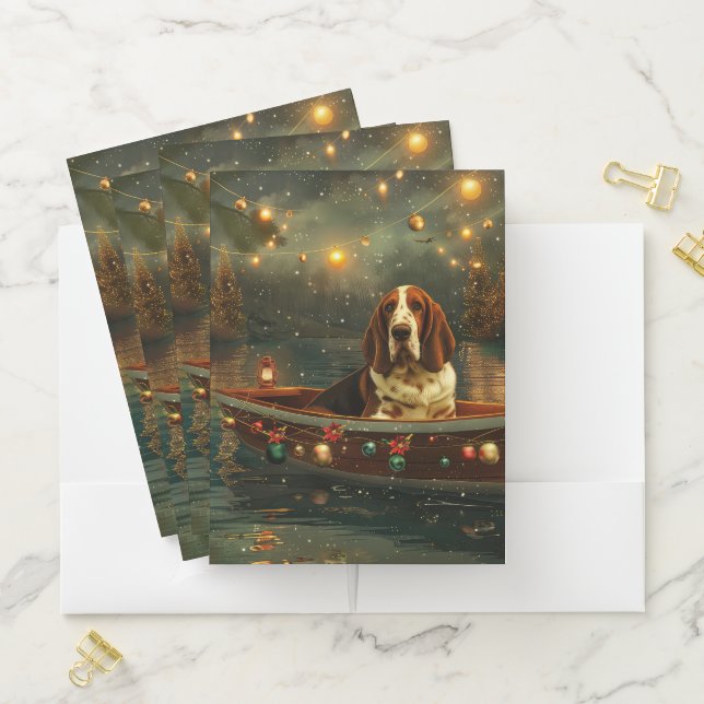 Basset Hound Christmas Festive Voyage Pocket Folder (In Situ)