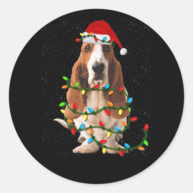 basset hound christmas funny basset hound dog love classic round sticker (Front)