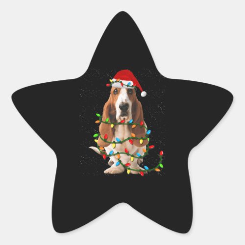 basset hound christmas funny basset hound dog love star sticker
