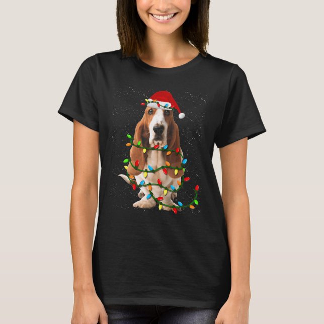 Basset Hound Christmas Funny Basset Hound Dog T-Shirt (Front)