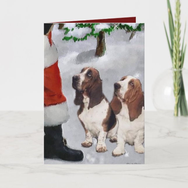 Basset Hound Christmas Gifts Holiday Card (Front)