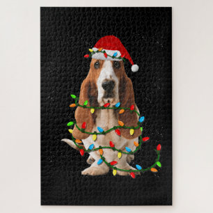 Basset Hound Christmas is Basset Hound dog love Jigsaw Puzzle