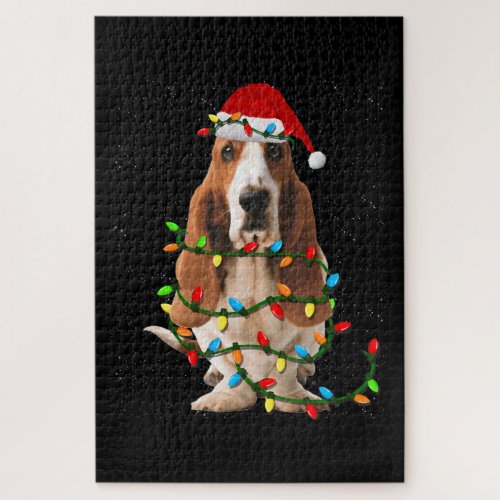 Basset Hound Christmas is Basset Hound dog love Jigsaw Puzzle