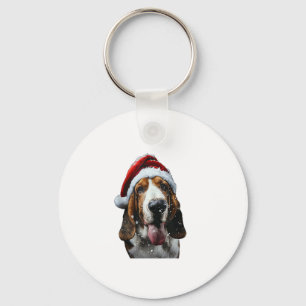 Basset Hound Christmas  Keychain