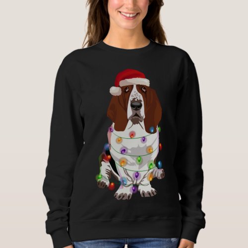 Basset Hound Christmas Lights Xmas Dog Lover Sweatshirt
