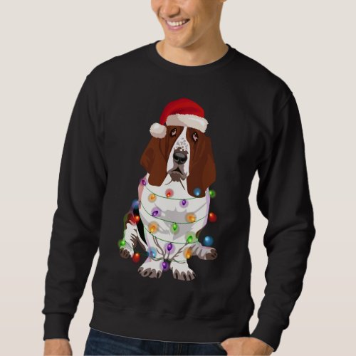 Basset Hound Christmas Lights Xmas Dog Lover Sweatshirt