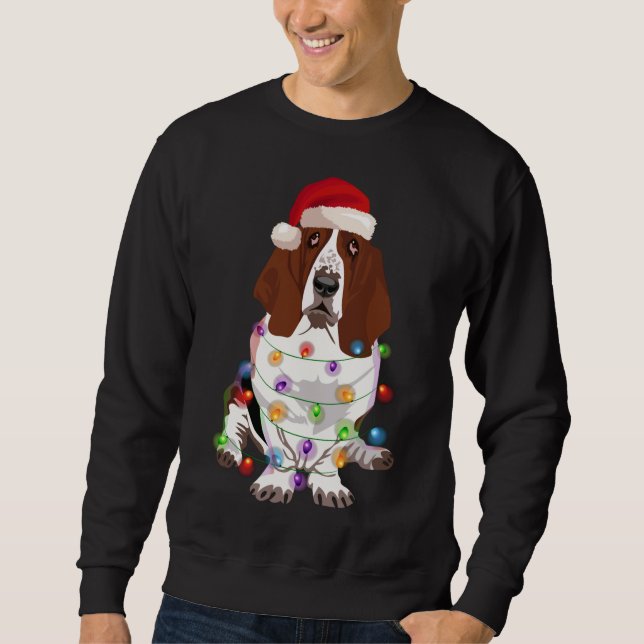 Basset Hound Christmas Lights Xmas Dog Lover Sweatshirt (Front)