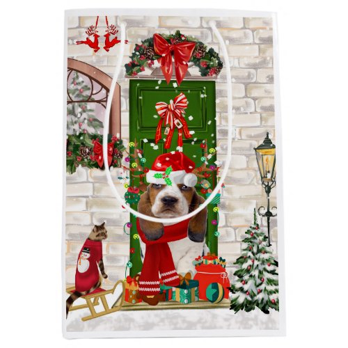 Basset Hound Christmas  Medium Gift Bag