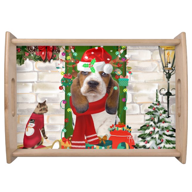 Basset Hound Christmas    Serving Tray (Front)