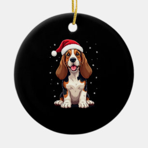 Basset Hound Christmas Tank Top Ceramic Ornament