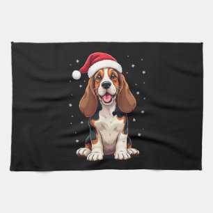 Basset Hound Christmas Tank Top Kitchen Towel
